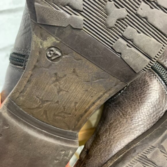 Mjus Riding Boots EU 37 US 6.5 Brown Leather Tall Knee High Low Block Heel Boho - Picture 12 of 16